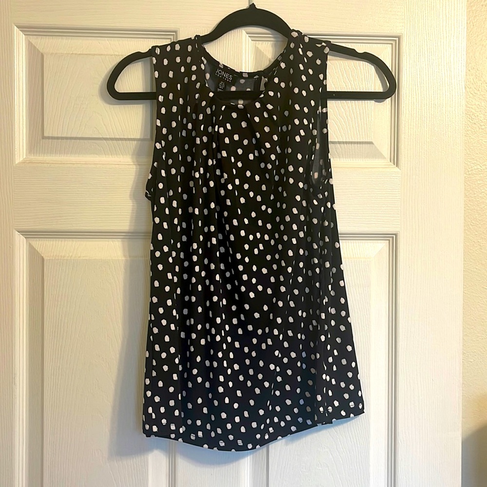 Jones New York Black and White Polka Dot Top- Size Small